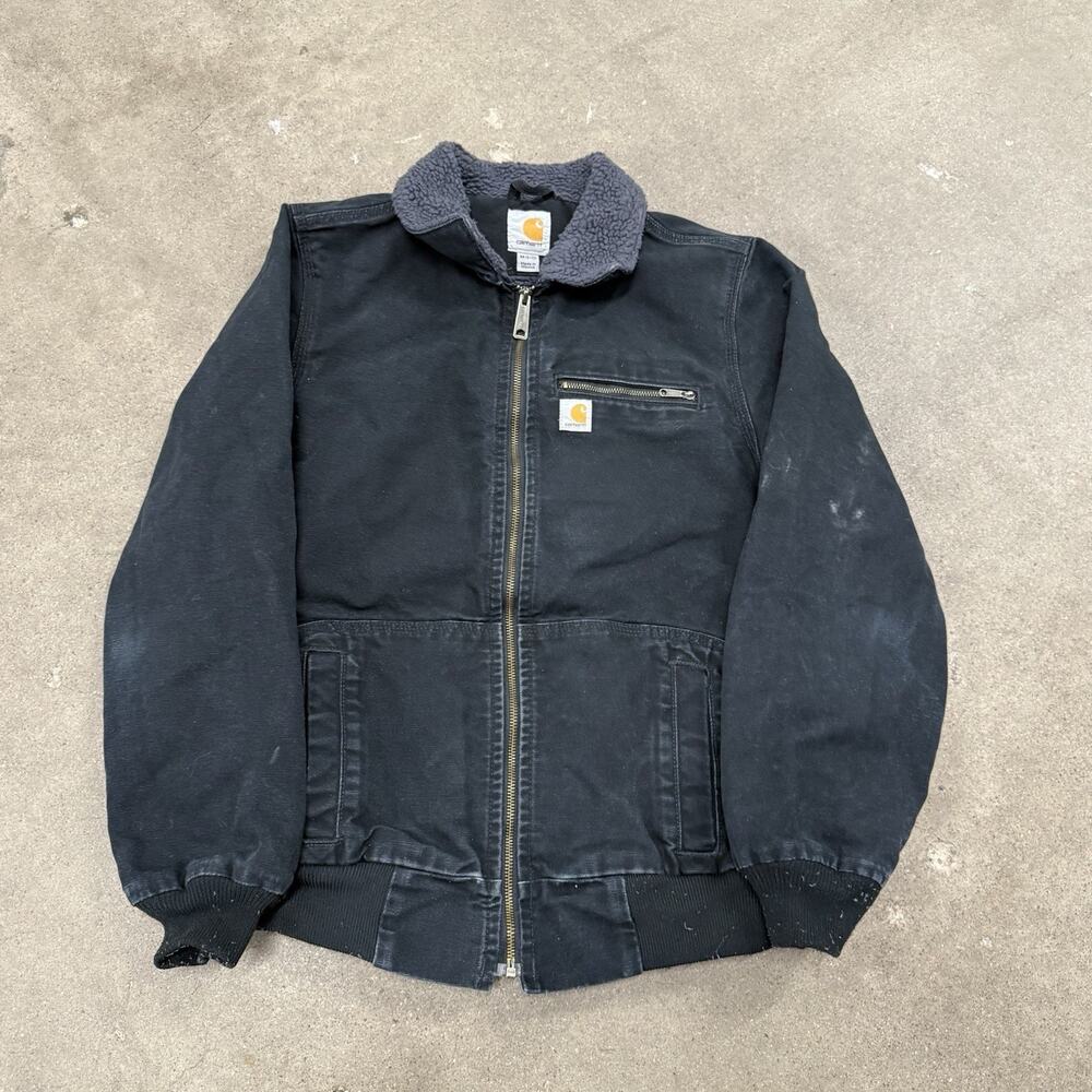 Carhartt Sherpa Lined Black Work Collared Jacket Youth Medium